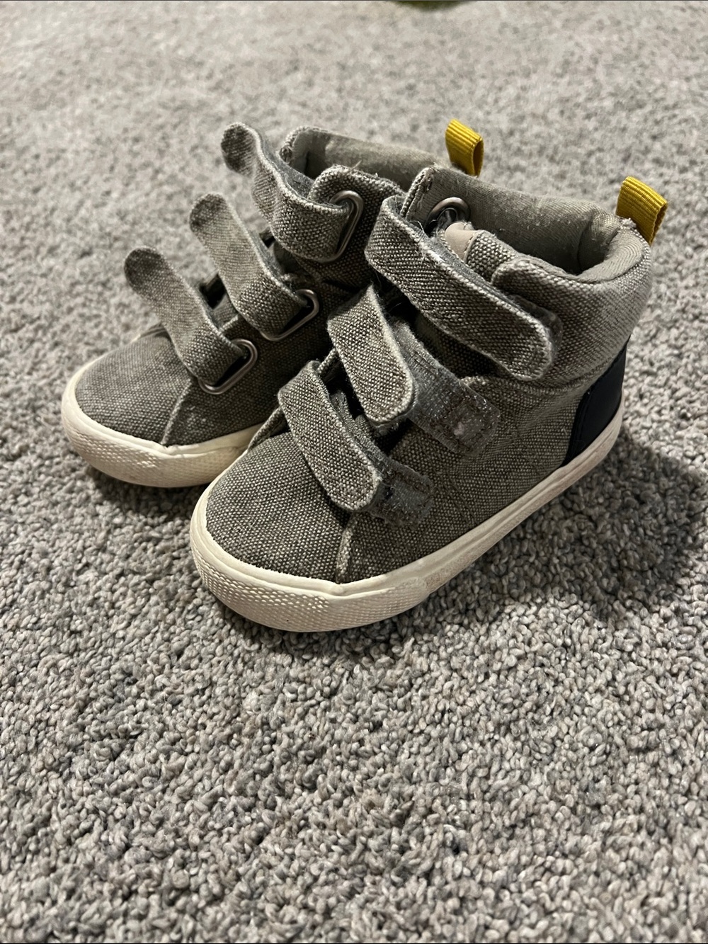 Cat & Jack Gray High-Top Sneakers with Yellow Pull Tabs